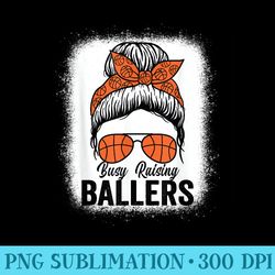 busy raising ballers basketball messy bun leopard bleached - transparent png download