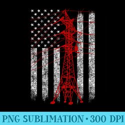 cool transmission tower american flag lineman - shirt image download