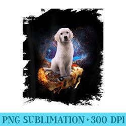 galaxy space golden retriever dog on pizza - shirt clipart free png