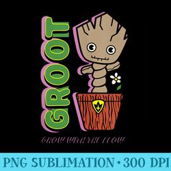 amazon essentials guardians of the galaxy groot grow with the flow - png download clipart