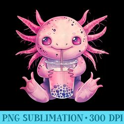 axolotl boba tea bubble tea milk tea anime kawaii - unique png artwork