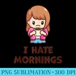 funny i hate mornings person kawaii woman coffee cup - png download design