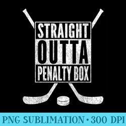 straight outta penalty box funny pun ice hockey - digital png artwork