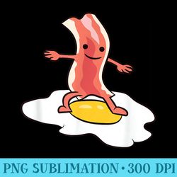 kawaii bacon surfing on fried egg breakfast egg and bacon - png picture download