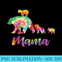 womens mama bear tie dye for women mama bear with 3 cub - unique sublimation patterns
