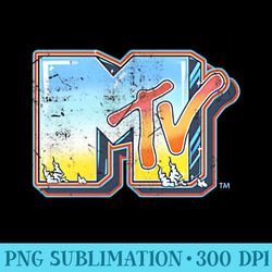 mtv small retro airbrushed logo graphic t - png download artwork