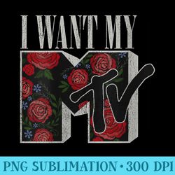 womens mtv i want my mtv floral box - mug sublimation png