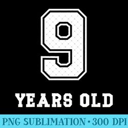 9 years old birthday nine soccer baseball sport - printable png graphics - stunning sublimation graphics