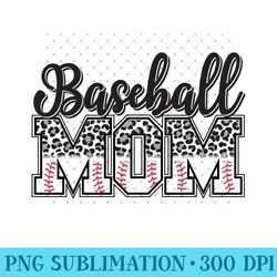 baseball mom leopard funny softball mom mother's day sweatshirt - unique png artwork - instantly transform your sublimat