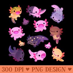 happy axolotl - unique png artwork