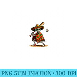 baseball skeleton mexican sombrero cinco de mayo - high quality png files