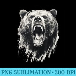 bear vintage angry grizzly bear hiking camping camper - png art files