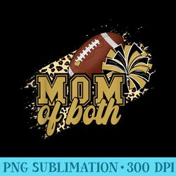 mom of both football and cheer leopard gold black - png download library