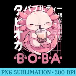 axolotl boba tea kawaii bubble tea axolotl anime neko - sublimation images png download