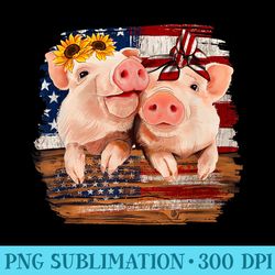 pig bandana sunflower american flag men 4th of july - png download transparent background