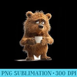 funny cute bear drink coffee for bear lover - sublimation graphics png