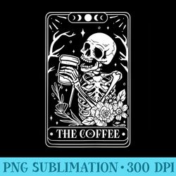 the coffee tarot card, skull coffee, halloween - sublimation patterns png