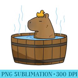 cute relaxing capybara chilling in bathtube with orange - png graphics download