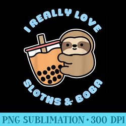 kawaii t cute baby sloth boba tea kawaii clothes - sublimation templates png