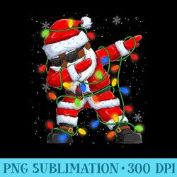 dabbing santa black african american christmas tree lights - png design assets - unleash your creativity