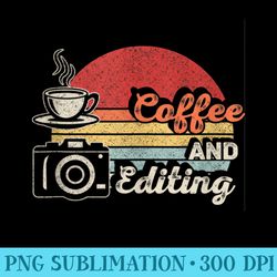 coffee and editing retro vintage photography camera coffee - unique png artwork