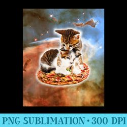 galaxy kitty cat riding pizza in space - sublimation clipart png