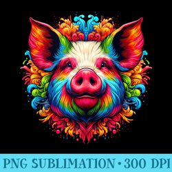 cool pig graphic spirit animal illustration tie dye art - shirt print png