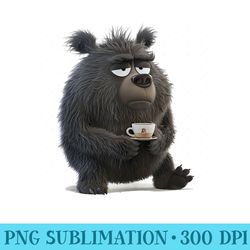 funny cute bear drink coffee for bear lover - png download database