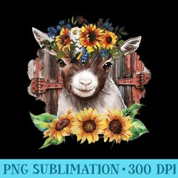 sunflower baby goat farmlife cute farm animal - sublimation clipart png