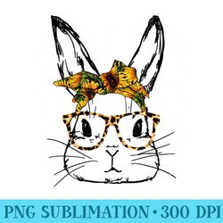 cute bunny sunflower bandana leopard glasses easter - png download design