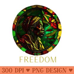 juneteenth, stained glass, african american girl, gift present ideas - png design assets