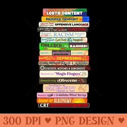 banned books stack reasons books are challenged - sublimation graphics png