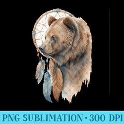 bear tribal watercolor bear dream catcher - png prints