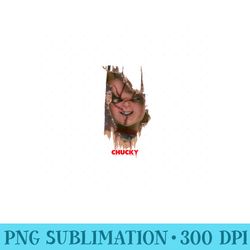 childs play broken door heres chucky poster - exclusive png designs