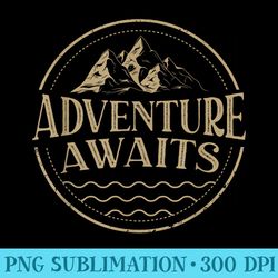 adventure awaits, adventure, camping, mountain - unique sublimation patterns