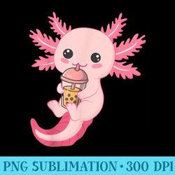 boba tea bubble tea milk tea anime axolotl - sublimation templates png