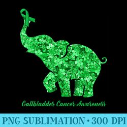 elephant with flower gallbladder cancer awareness ribbon - sublimation printables png download