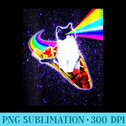 s rainbow laser eyes galaxy cat riding taco - unique sublimation patterns