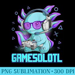 gamer axolotl lover cute axolotl gaming video gamer - shirt print png