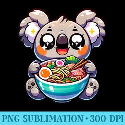 cute koala eating ramen kawaii japanese food - printable png graphics