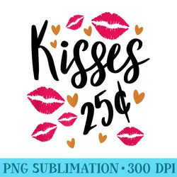 kisses 25 cents valentines day lips kiss - sublimation clipart png