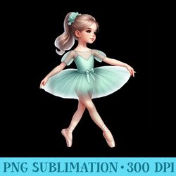 ballerina girl mint green dance ballet watercolor raglan baseball - png download gallery