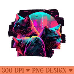cyber cat - sublimation backgrounds png
