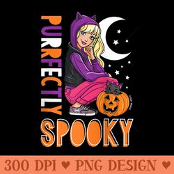 barbie - halloween - purrfectly spooky raglan baseball - sublimation graphics png