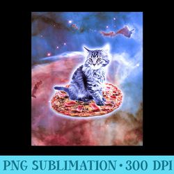 galaxy kitty cat riding pizza in space - shirt clipart free png