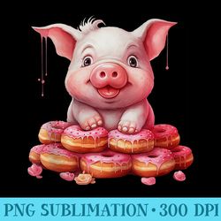 cute pig on donuts food girl animal lover - png vector download