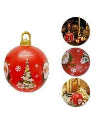 60cm large christmas balls for decorations for outdoors with led light lighted ball xmas tree decorations (red)