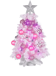 24in Tabletop Christmas Tree With 35 Led String Lights, Mini Christmas Tree Includes Diy.. Pink