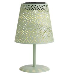 punched metal shade solar led table lamp , color: green