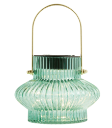 ribbed glass bulb solar led portable lantern , color: aqua